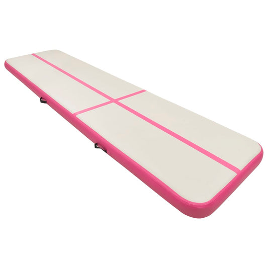 Oppustelig gymnastikmåtte med pumpe 800x100x15 cm PVC Pink