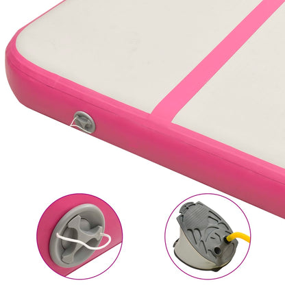 Oppustelig Gymnastikmåtte med pumpe 400x100x20 cm PVC Pink
