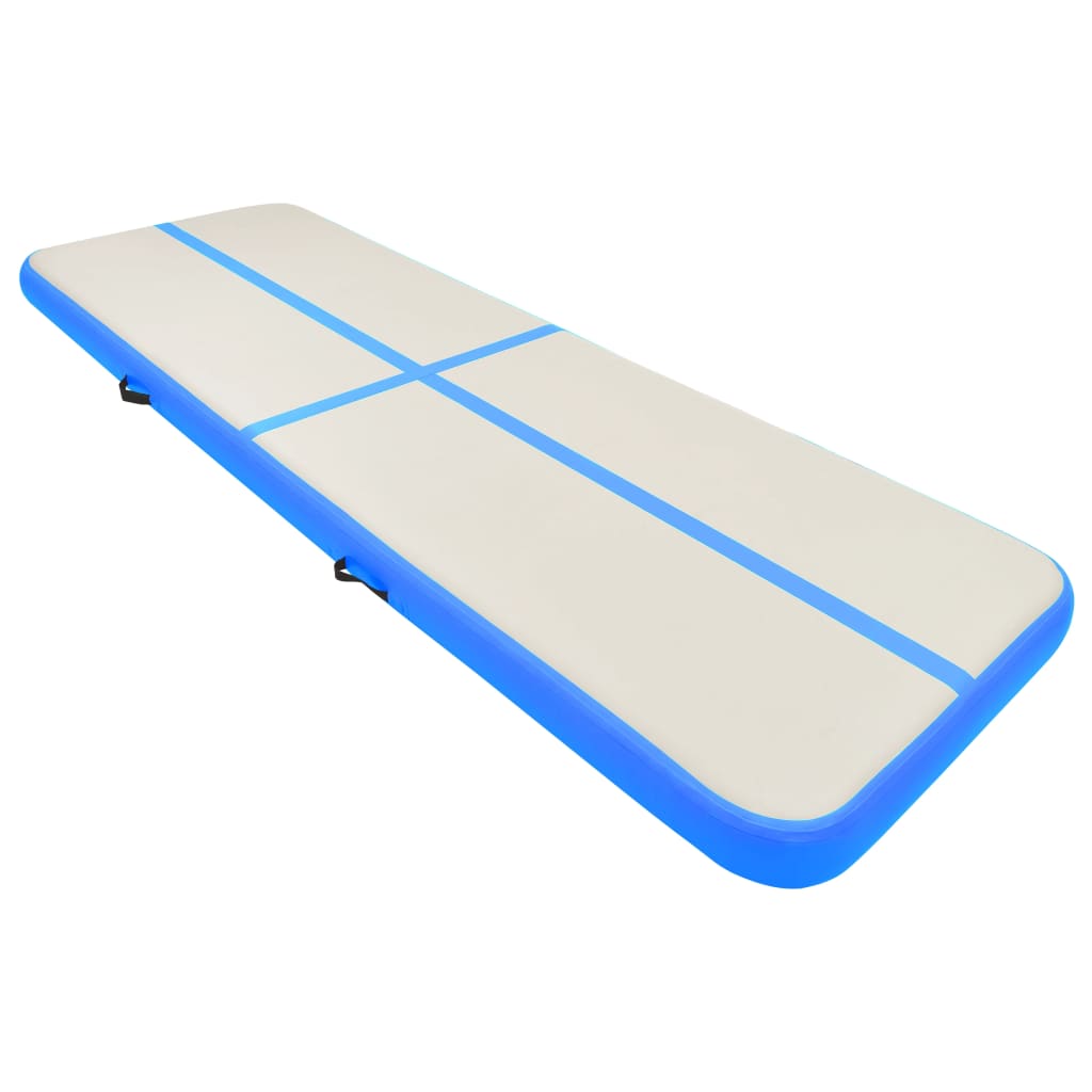 Oppustelig Gymnastikmåtte med pumpe 400x100x20 cm PVC Blå