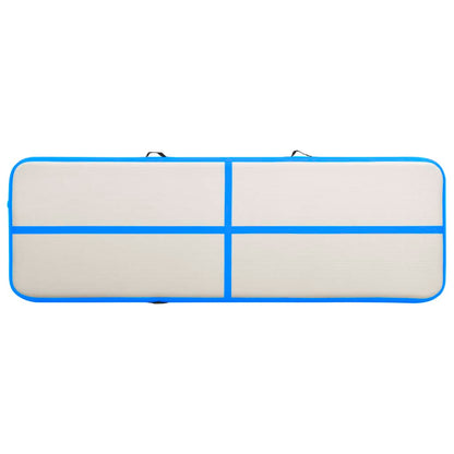Oppustelig Gymnastikmåtte med pumpe 400x100x20 cm PVC Blå