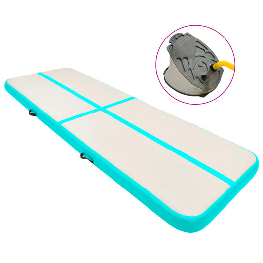 Oppustelig Gymnastikmåtte med pumpe 400x100x20 cm PVC Grøn