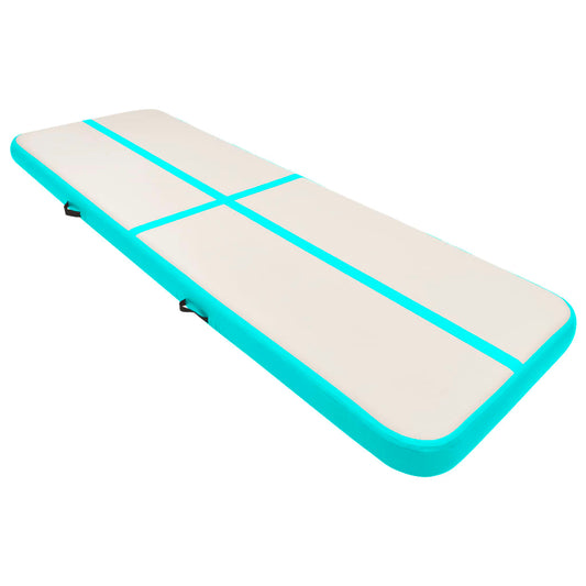 Oppustelig Gymnastikmåtte med pumpe 400x100x20 cm PVC Grøn