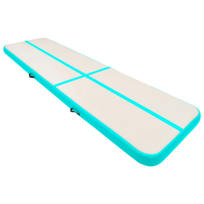 Oppustelig gymnastikmåtte med pumpe 700x100x20 cm PVC Grøn