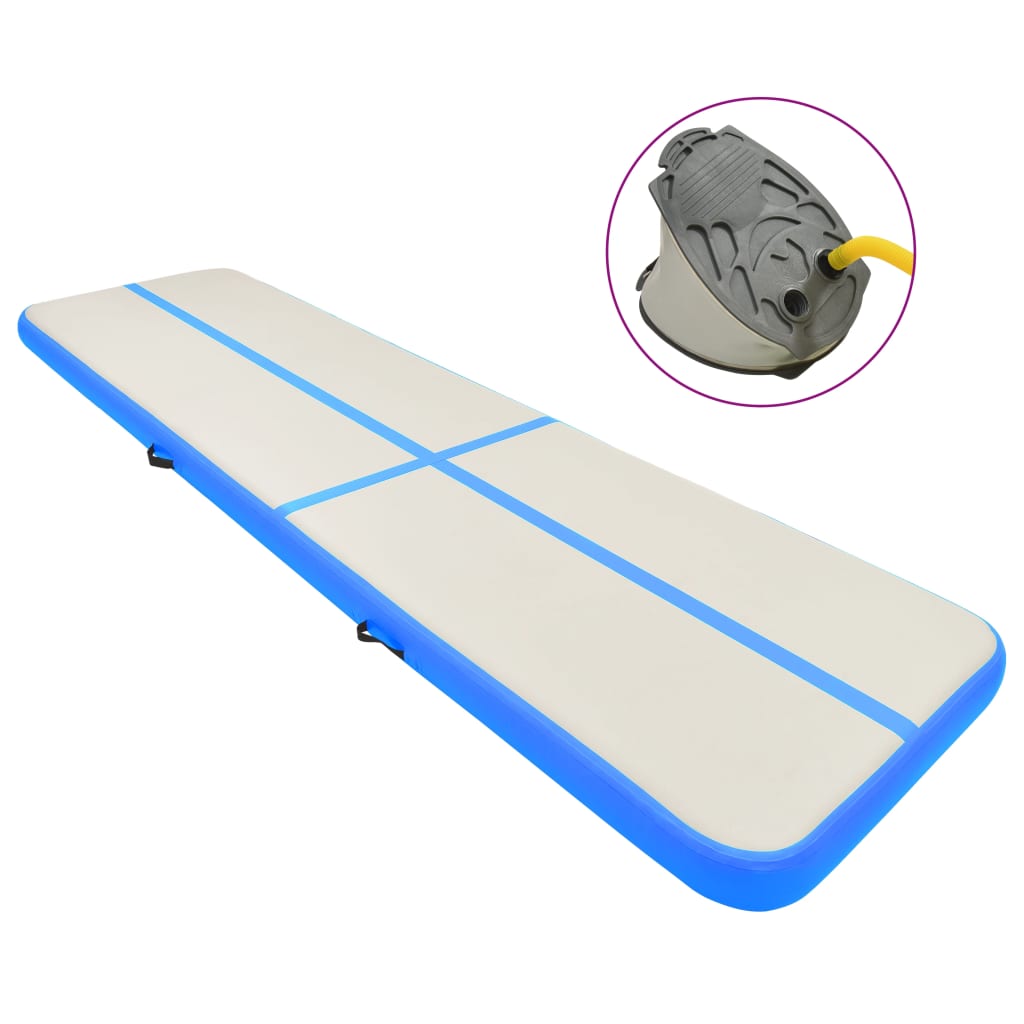 Oppustelig Gymnastikmåtte med pumpe 800x100x20 cm PVC Blå