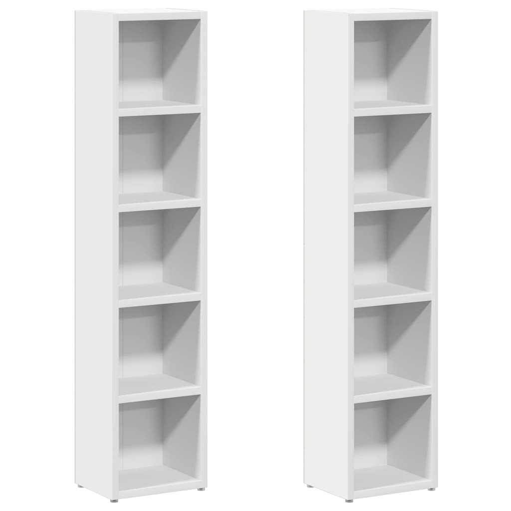 CD-Regale 2 Stk. Weiß 21x16x93,5 cm Holzwerkstoff