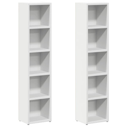 CD-Regale 2 Stk. Weiß 21x16x93,5 cm Holzwerkstoff