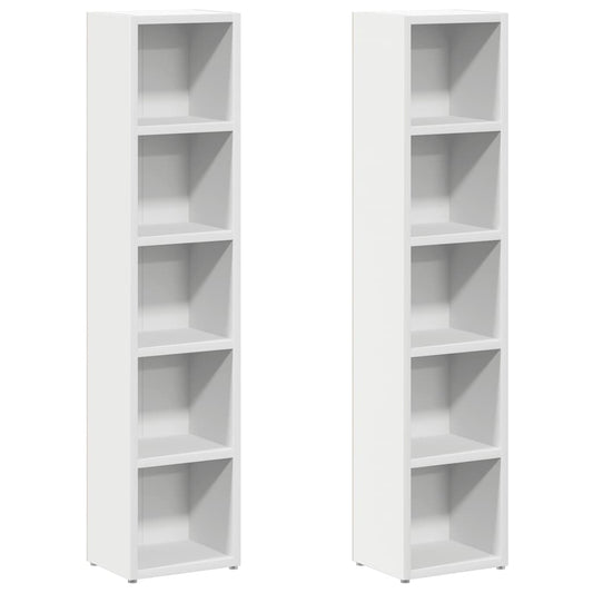 CD-Regale 2 Stk. Weiß 21x16x93,5 cm Holzwerkstoff