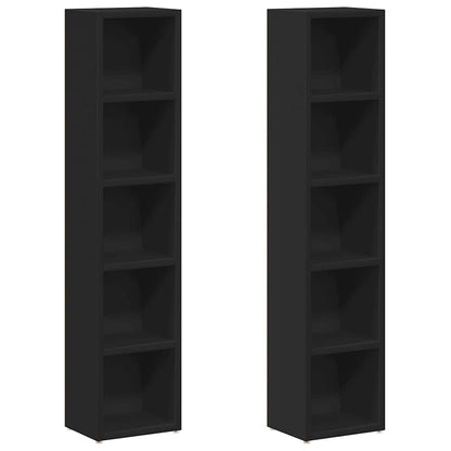CD-Regale 2 Stk. Schwarz 21x16x93,5 cm Holzwerkstoff