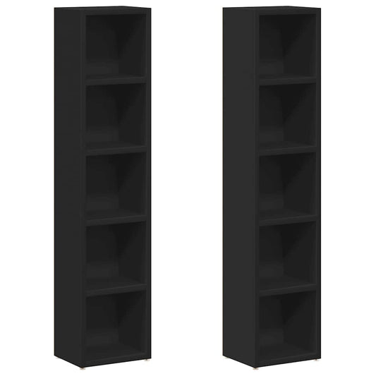CD-Regale 2 Stk. Schwarz 21x16x93,5 cm Holzwerkstoff