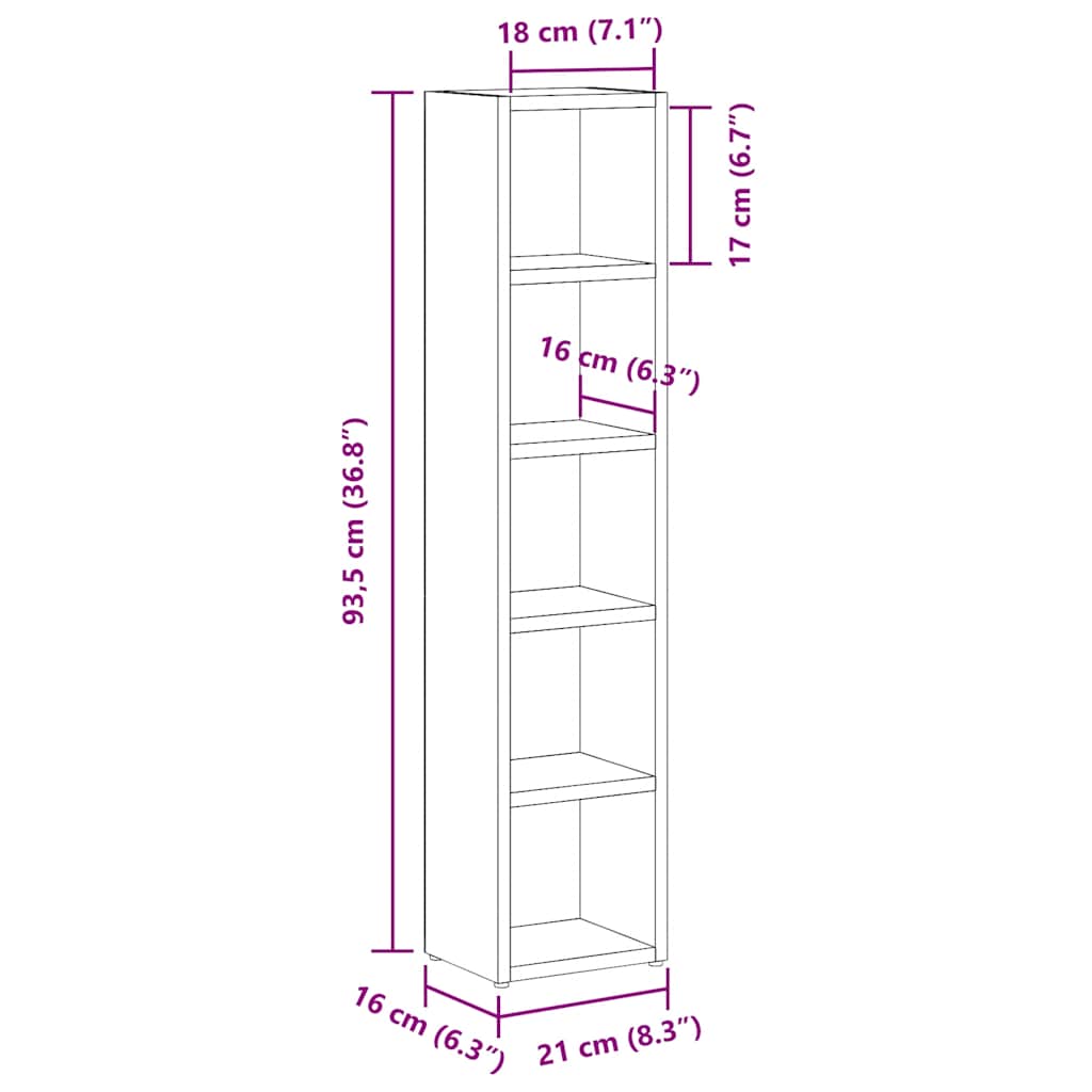 CD-Regale 2 Stk. Schwarz 21x16x93,5 cm Holzwerkstoff