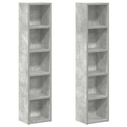 CD-Regale 2 Stk. Betongrau 21x16x93,5 cm Holzwerkstoff