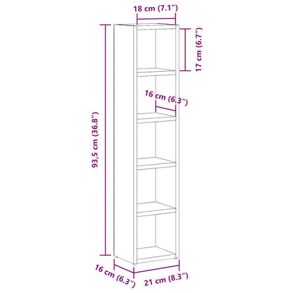 CD-Regale 2 Stk. Betongrau 21x16x93,5 cm Holzwerkstoff