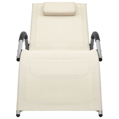 Sonnenliegen Textilene 2 Stk. Creme und Grau