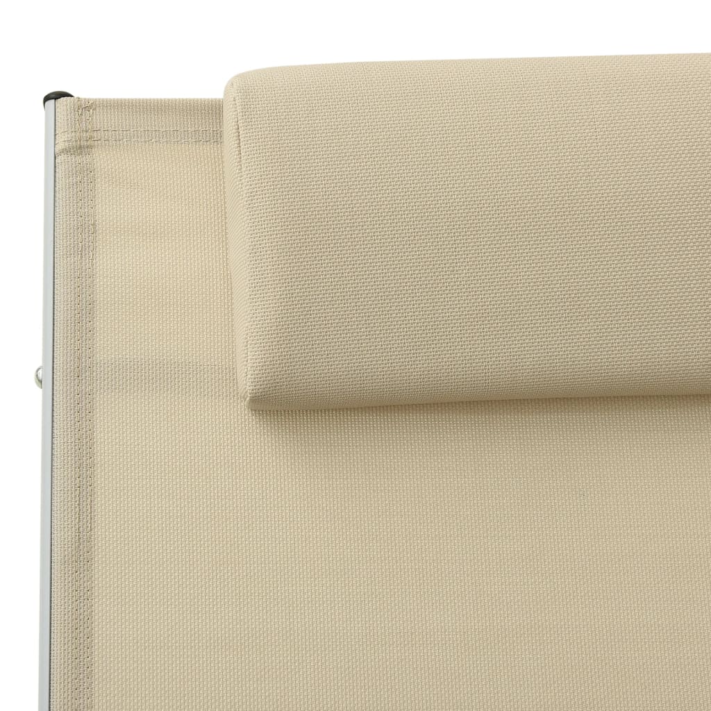 Sonnenliege mit Kissen Textilene Creme
