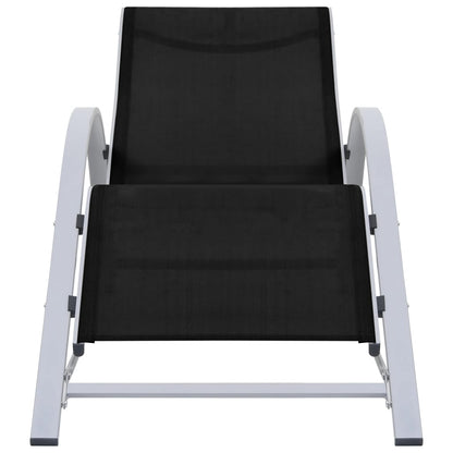 Sonnenliegen 2 Stk. mit Tisch Aluminium Schwarz