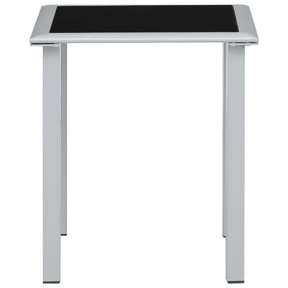 Gartentisch Schwarz und Silbern 41x41x45 cm Stahl und Glas