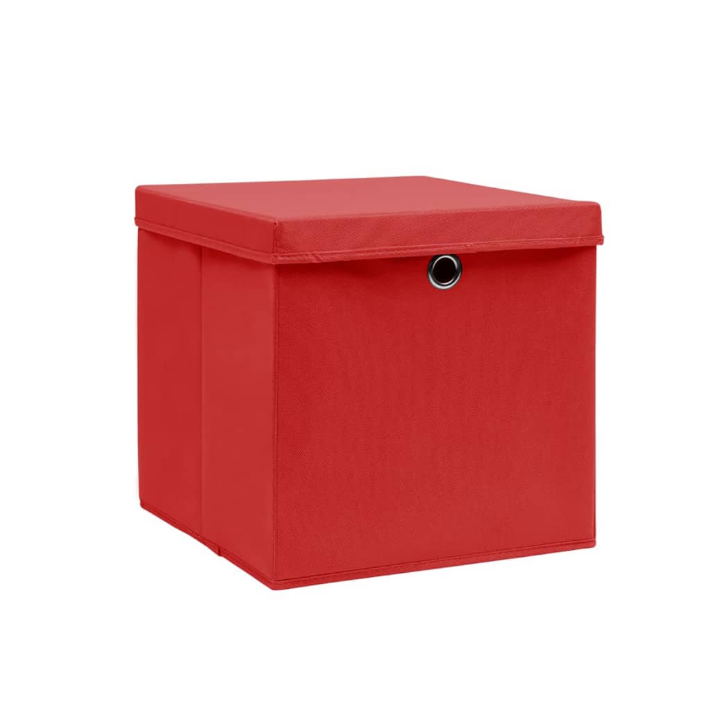 Aufbewahrungsboxen mit Deckeln 10 Stk. 28x28x28 cm Rot