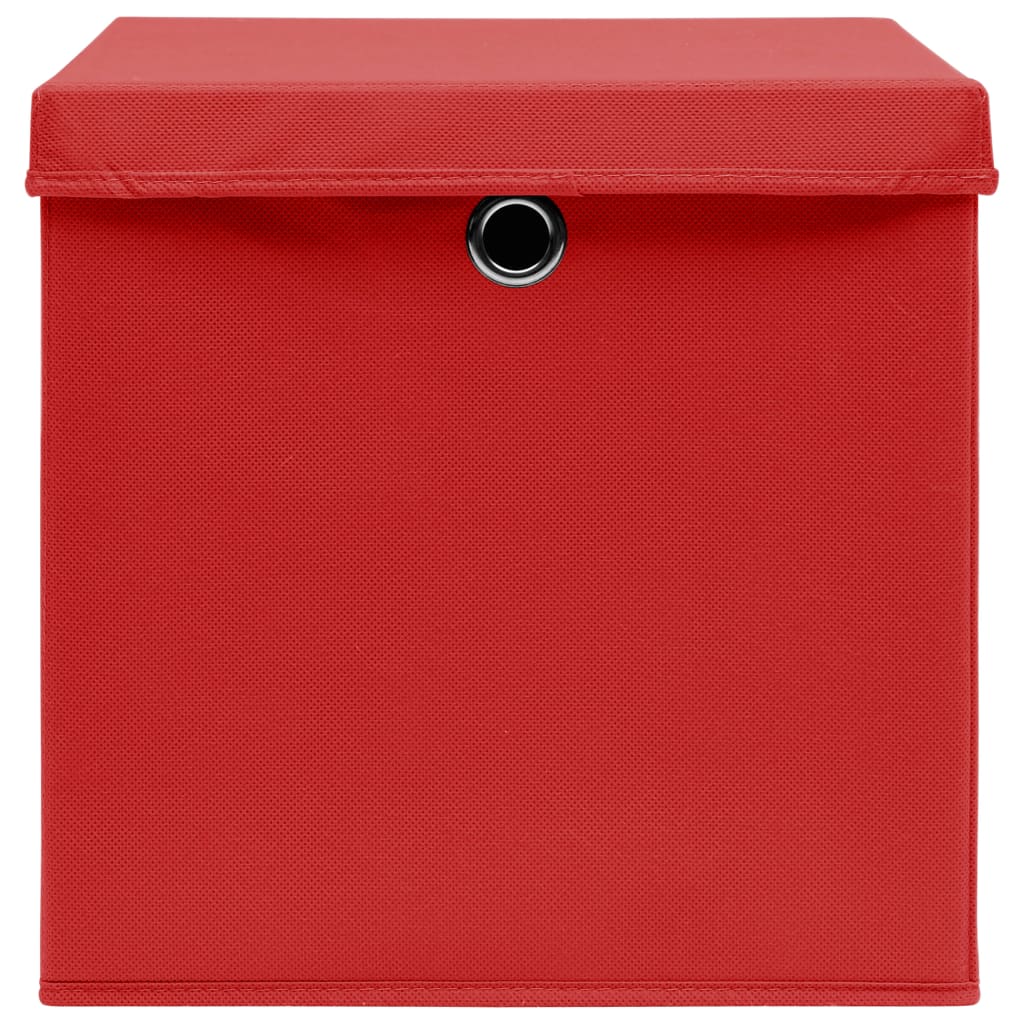 Aufbewahrungsboxen mit Deckeln 10 Stk. 28x28x28 cm Rot