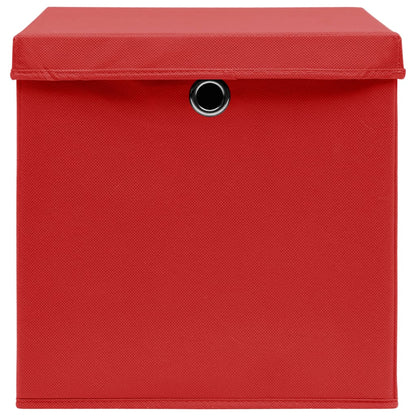 Aufbewahrungsboxen mit Deckeln 10 Stk. 28x28x28 cm Rot