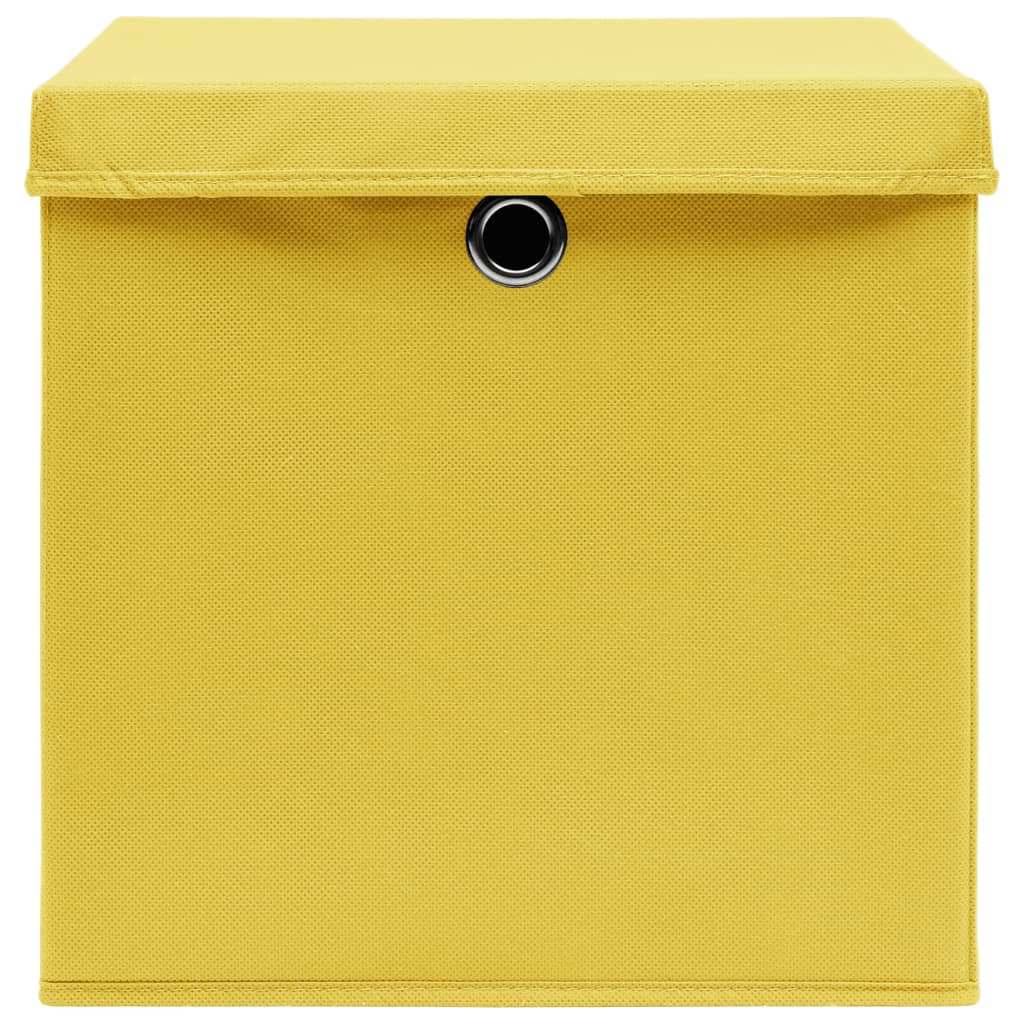 Aufbewahrungsboxen mit Deckeln 10 Stk. 28x28x28 cm Gelb
