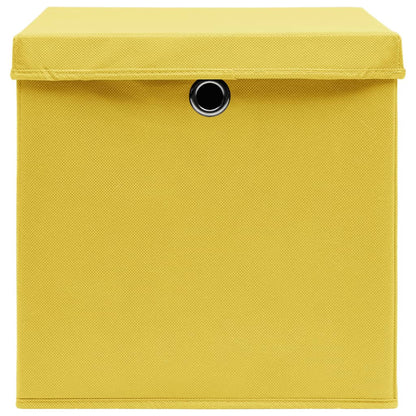 Aufbewahrungsboxen mit Deckeln 10 Stk. 28x28x28 cm Gelb