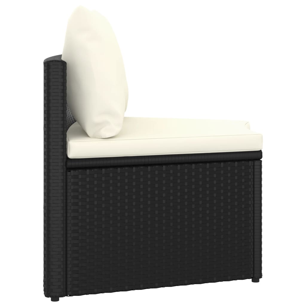 2-tlg. Garten-Sofagarnitur mit Auflagen Poly Rattan Schwarz