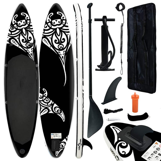 Aufblasbares Stand Up Paddle Board Set 305x76x15 cm Schwarz