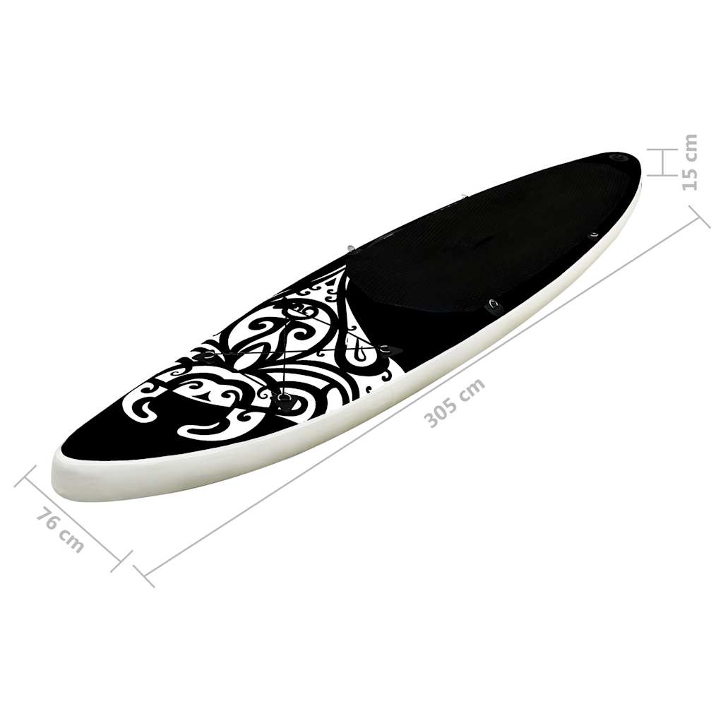 Aufblasbares Stand Up Paddle Board Set 305x76x15 cm Schwarz