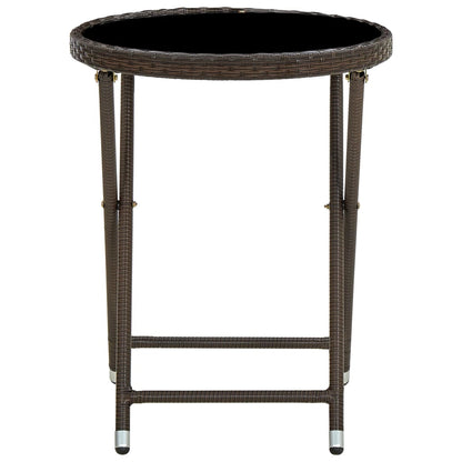 Beistelltisch Braun 60 cm Poly Rattan und Hartglas