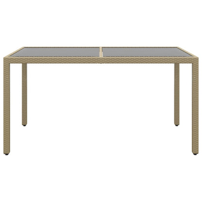 Gartentisch 150x90x75 cm Hartglas und Poly Rattan Beige