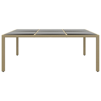 Gartentisch 200x150x75 cm Hartglas und Poly Rattan Beige
