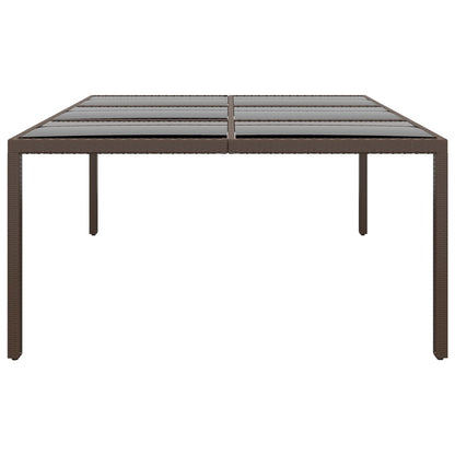 Gartentisch mit Glasplatte Braun 200x150x75 cm Rattan