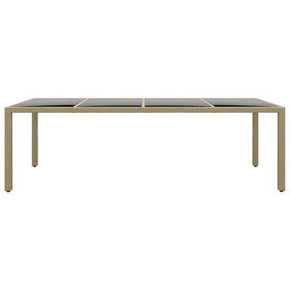 Gartentisch mit Glasplatte Beige Poly Rattan