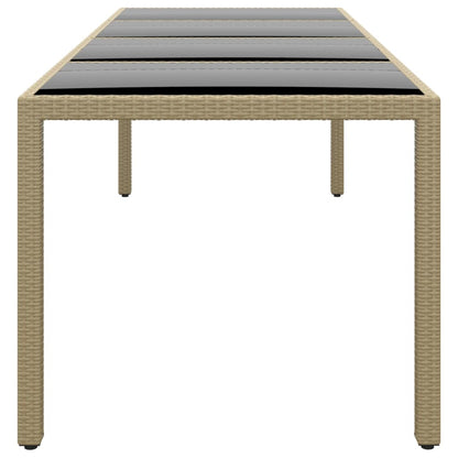 Gartentisch mit Glasplatte Beige Poly Rattan