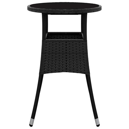 Gartentisch Ø60x75 cm Hartglas und Poly Rattan Schwarz