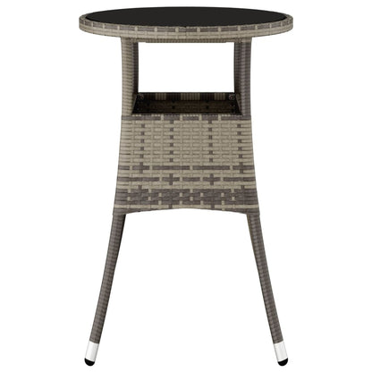 Gartentisch Ø60x75 cm Hartglas und Poly Rattan Grau