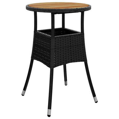 Gartentisch Ø60x75 cm Akazienholz und Poly Rattan Schwarz