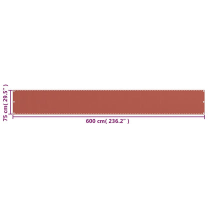 Balkon-Sichtschutz Terracotta-Rot 75x600 cm HDPE