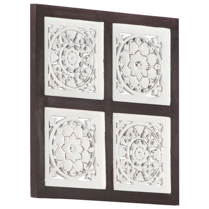 Handgeschnitztes Wandpaneel MDF 40x40x1,5 cm Braun und Weiß