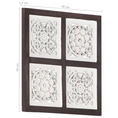 Handgeschnitztes Wandpaneel MDF 40x40x1,5 cm Braun und Weiß