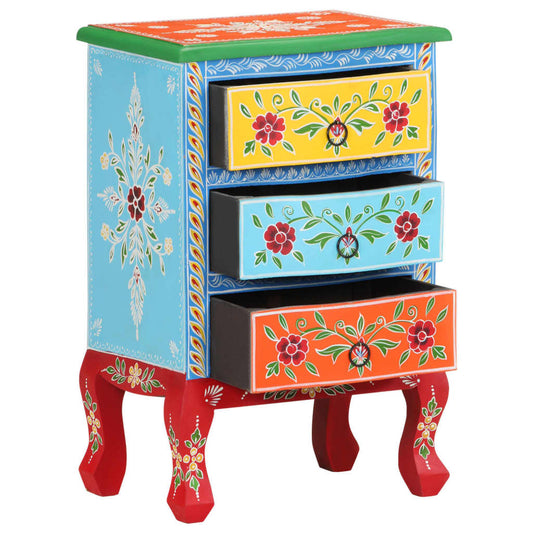 Nachttisch Handbemalt 40x30x60 cm Mango Massivholz