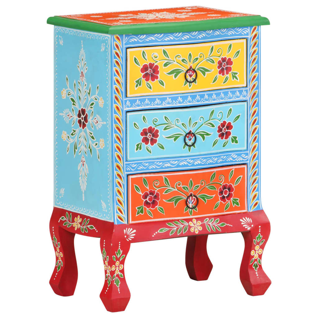Nachttisch Handbemalt 40x30x60 cm Mango Massivholz
