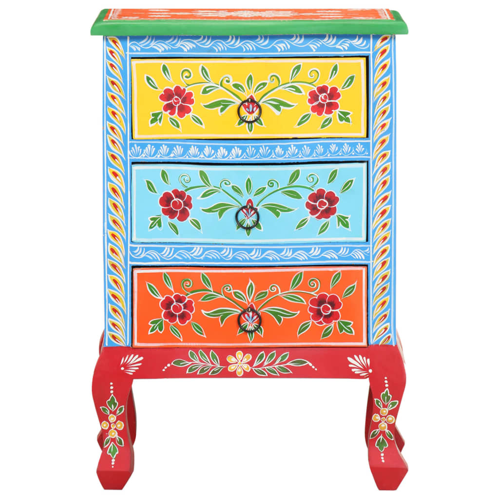 Nachttisch Handbemalt 40x30x60 cm Mango Massivholz