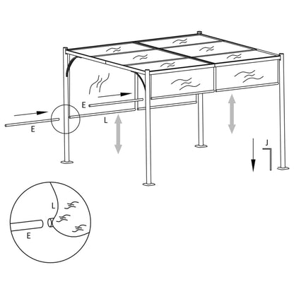 Gartenpergola mit Ausziehbarem Dach 3x3 m Taupe 180 g/m²