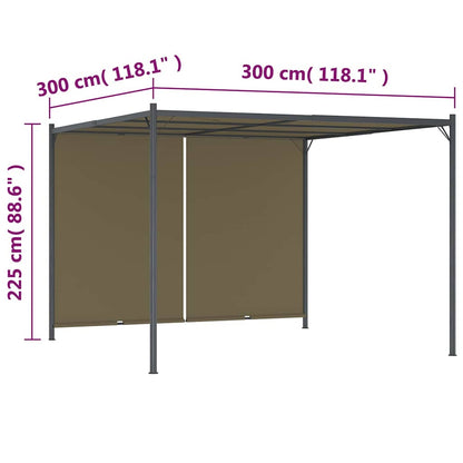 Gartenpergola mit Ausziehbarem Dach 3x3 m Taupe 180 g/m²