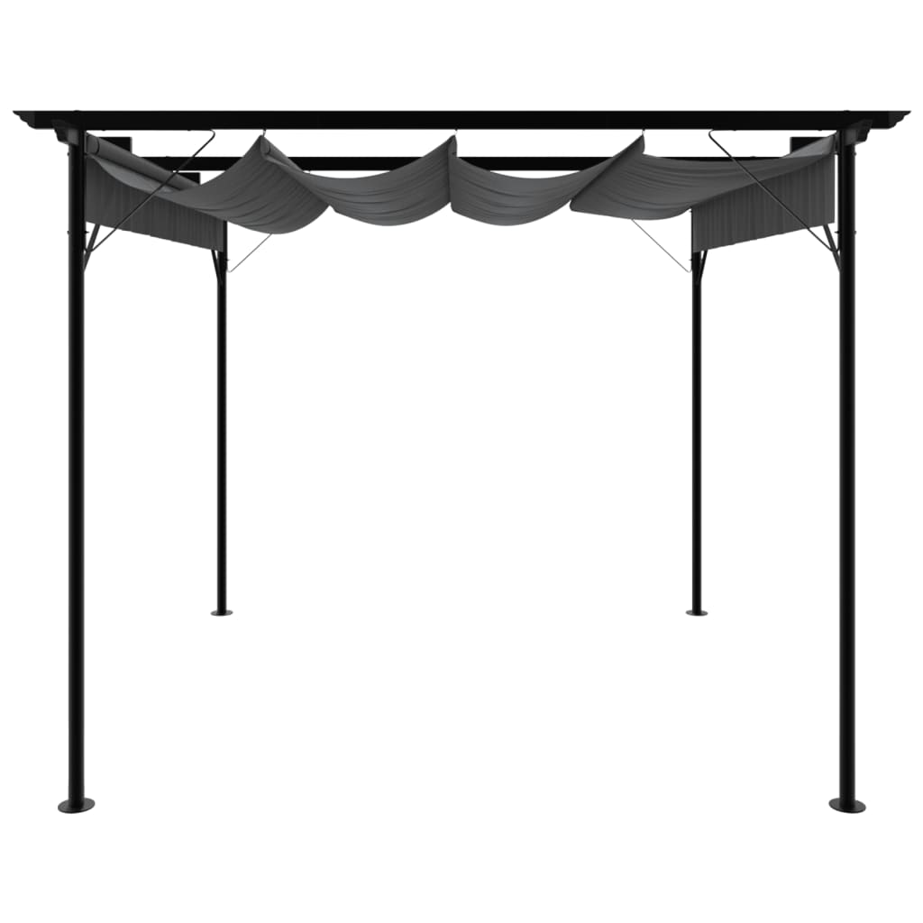 Pergola mit Ausziehbarem Dach Anthrazit 3x3 m Stahl 180 g/m²