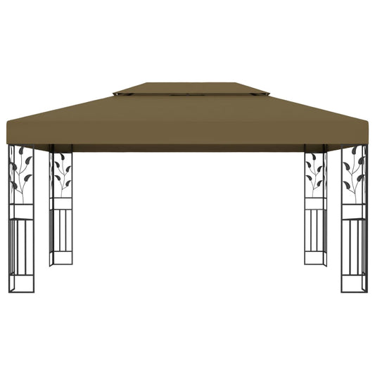 Pavillon mit Doppeldach 3x4 m Taupe 180 g/m²