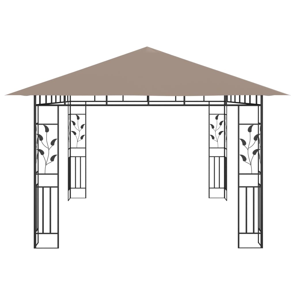 Pavillon mit Moskitonetz 4x3x2,73 m Taupe 180 g/m²