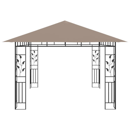 Pavillon mit Moskitonetz 4x3x2,73 m Taupe 180 g/m²