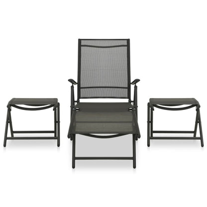 3-tlg. Garten-Lounge-Set Textilene und Aluminium Schwarz
